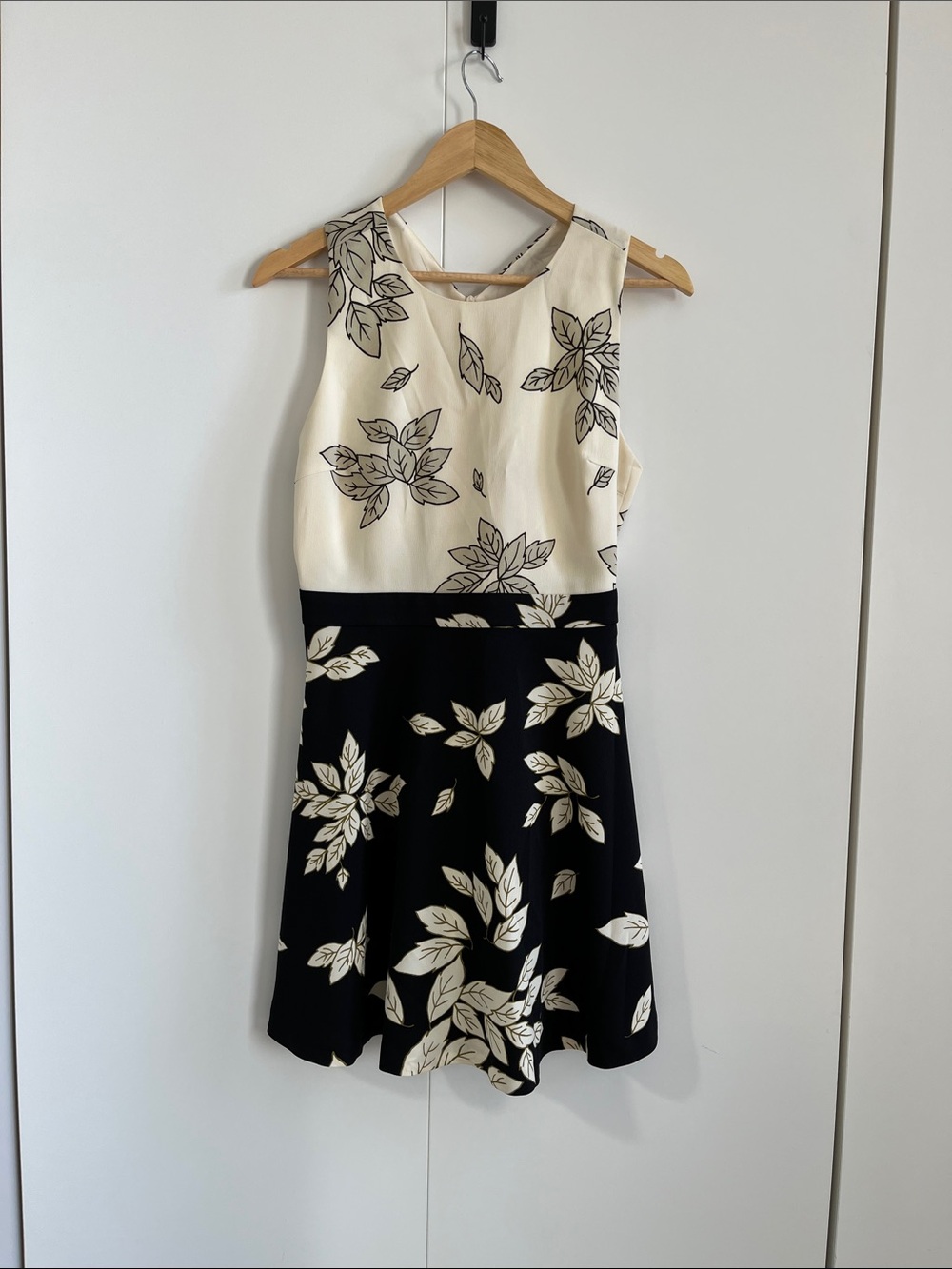 Zara Black and Cream Floral Fit & Flare Mini Dress